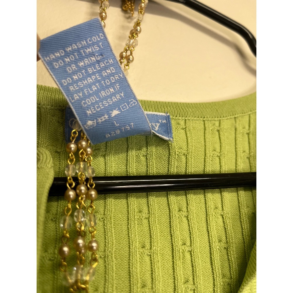 Commentary Women's Green Cardigan‎ Textures Knit Sweater Size L - Picture 6 of 7